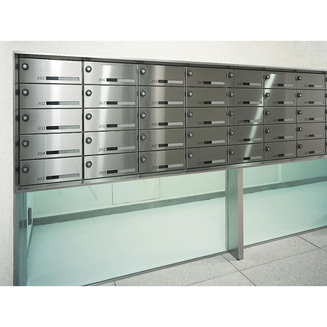 集合住宅用ポスト MX-40 ヘアライン 前入後出 1戸用  防雨型 BL認定品 myナンバー錠 田島メタルワーク（法人限定）