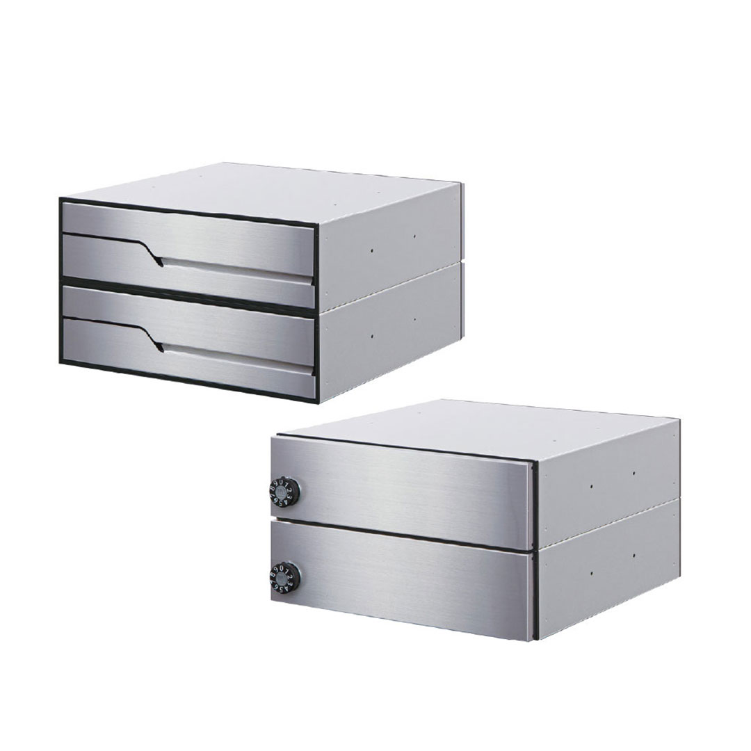 集合住宅用ポスト MX-91-36FBY-2-HL ヘアライン 前入後出/横開き扉 2戸用 W360 防雨型 myナンバー錠 田島メタルワーク(法人限定)