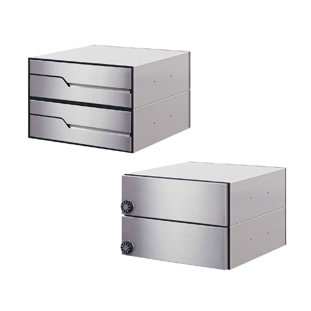 集合住宅用ポスト MX-92-36FBU-2-HL ヘアライン 前入後出/引上げ扉 2戸用 W360 防雨型 大型郵便 myナンバー錠 田島メタルワーク(法人限定)