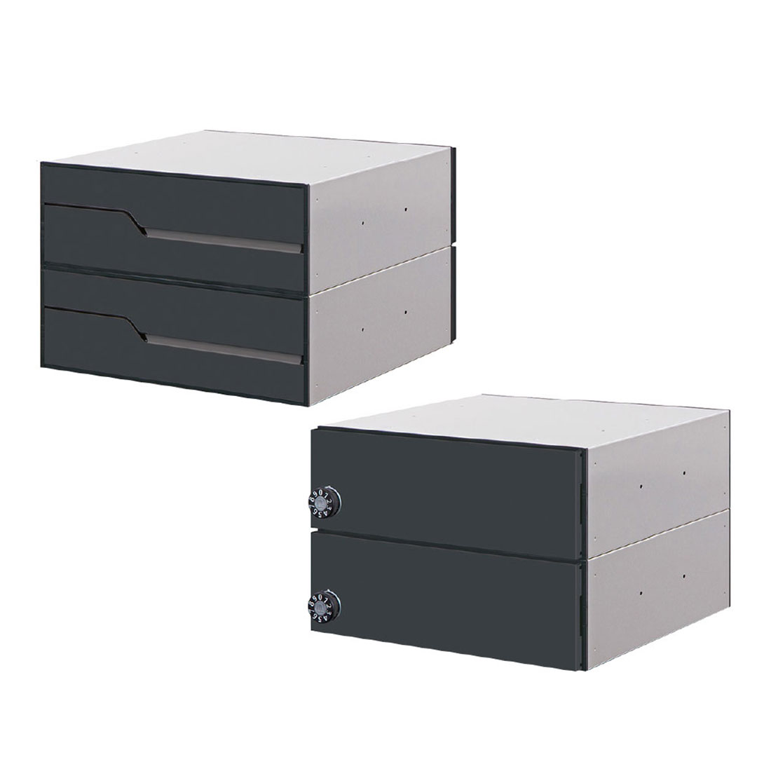 集合住宅用ポスト MX-92-36FBY-2-B ブラック 前入後出/横開き扉 2戸用 W360 防雨型 大型郵便 myナンバー錠 田島メタルワーク（法人限定）