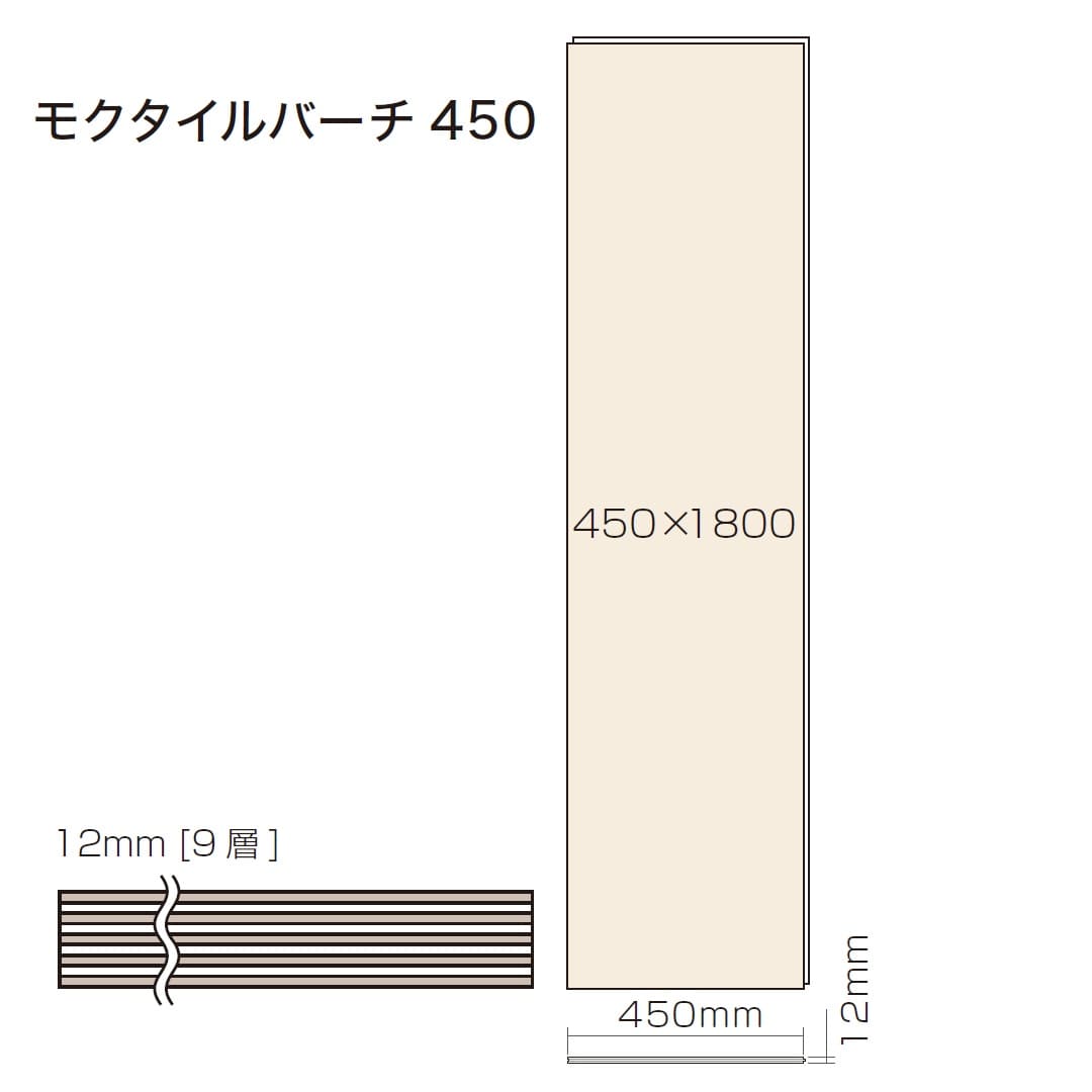 大判フローリング モクタイルバーチ450 450×1800mm クリアコート塗装 12mm厚 C/450【ケース販売】3.240㎡入 東京工営