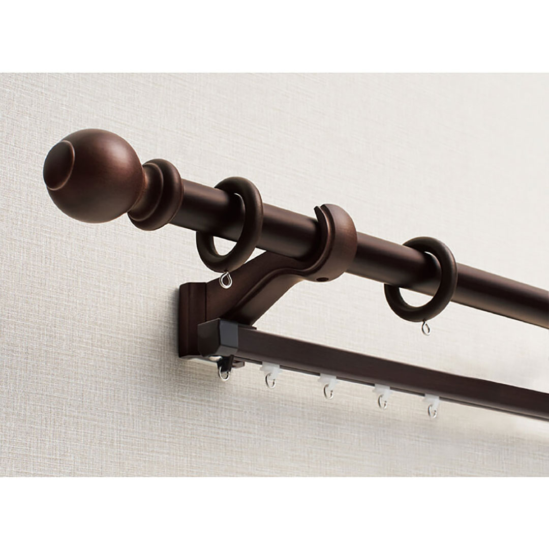 TOSO 木製 カーテンレール ダークマホガニー ウッディ28 エリートダブル Bセット 2.1m トーソー