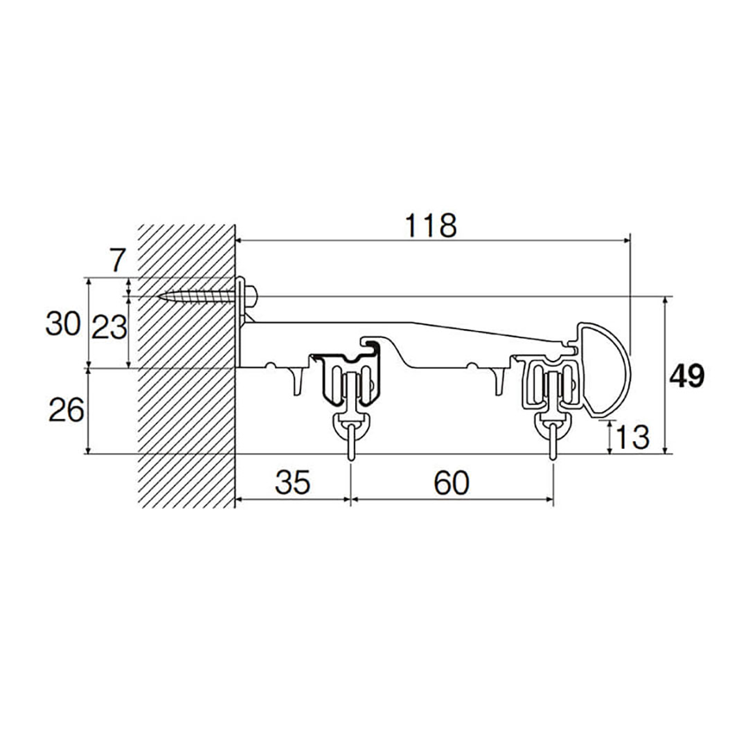 レガート Mセット ウォールナット ダブル正面付 木目調 装飾レール 3m トーソー