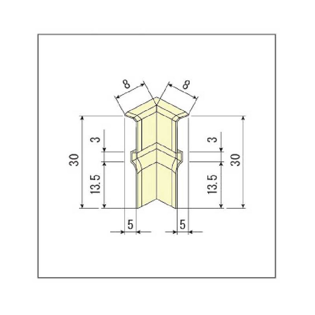 入隅 SSI30LG 巾木Sプラス専用 高さ30mm用 ライトグレー ソフト巾木 簡易施工 東都積水