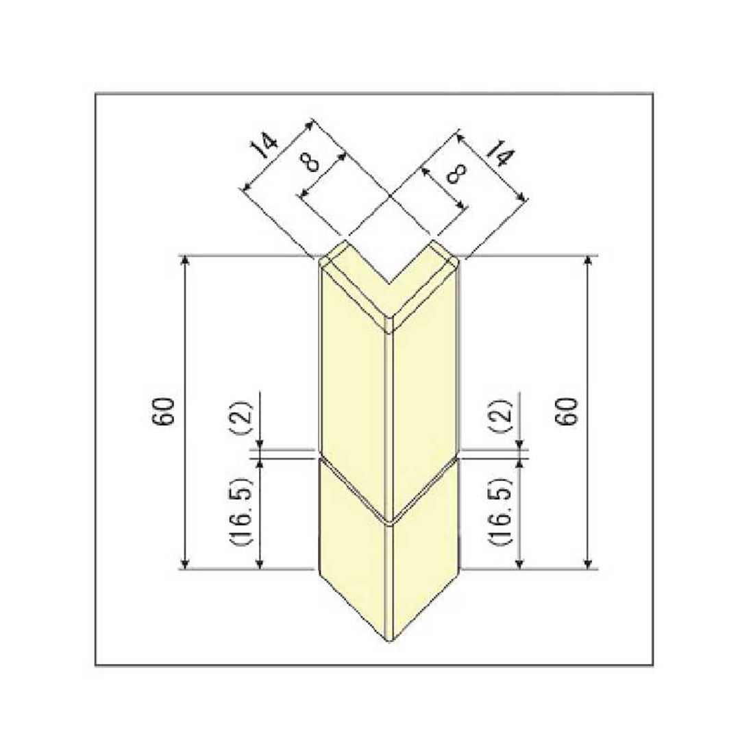 出隅 H60 巾木Sプラス専用 高さ60mm用 ホワイト ソフト巾木 簡易施工 東都積水