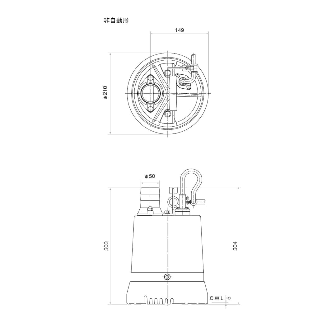 ツルミポンプ 一般工事排水用 水中ハイスピンポンプ LB-800 0.75kW 口径50mm 上吐出し 非自動形 鶴見製作所