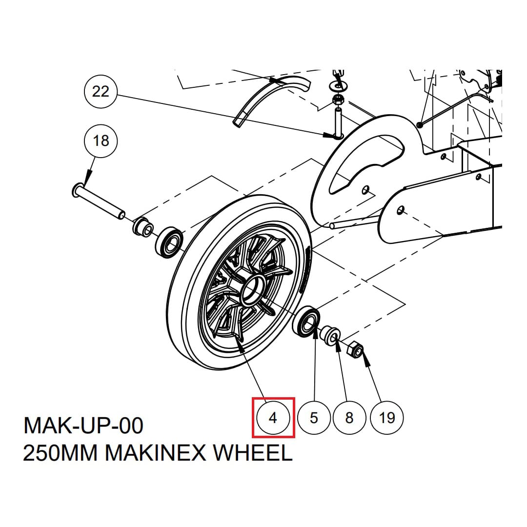 ホイール 250mm MAK-UP-00 カルがる～用 補修部品 MAKINEX