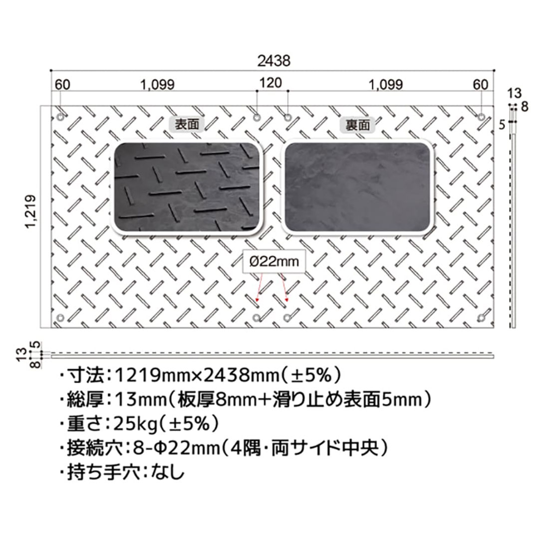 樹脂製 敷板 軽量 Wボード 片面凸 厚み13mm(4尺×8尺)緑 Wボード48 養生 ウッドプラスチック(法人限定)