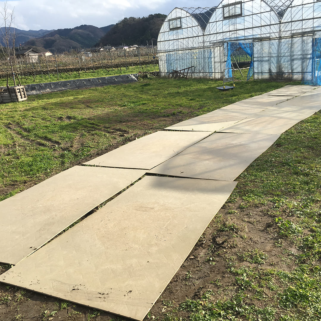 畦道や通路に。