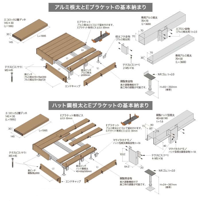 エコロッカデッキ基本納まり