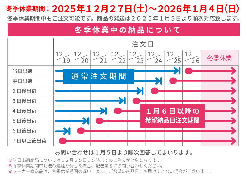 冬季休業のおしらせ